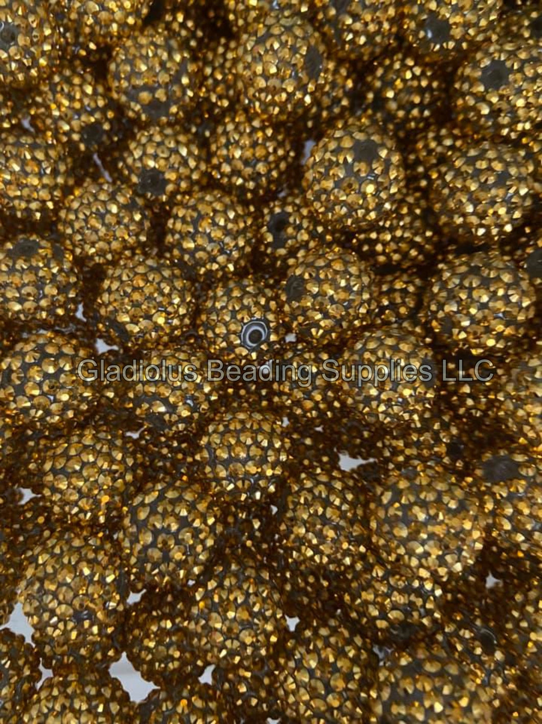 20mm Gold Rhinestone Beads - Acrylic Beads - Bubblegum Beads - Chunky –  Gladiolus Beading Supplies LLC
